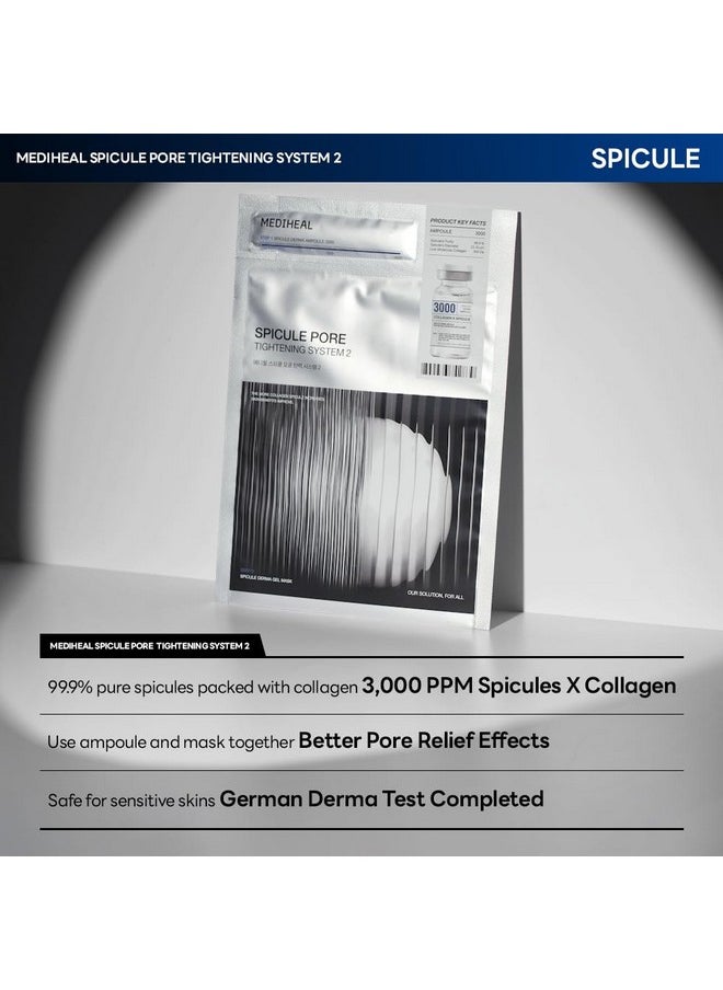 Mediheal Collagen Spicule Pore Care System 4 pcs - Serum & Gel Mask Set. 3,000 ppm Purity Spicule & Micro Collagen Included. 2-Step Pore Care System with Spicule Collagen Ampoule & Collagen Gel Mask