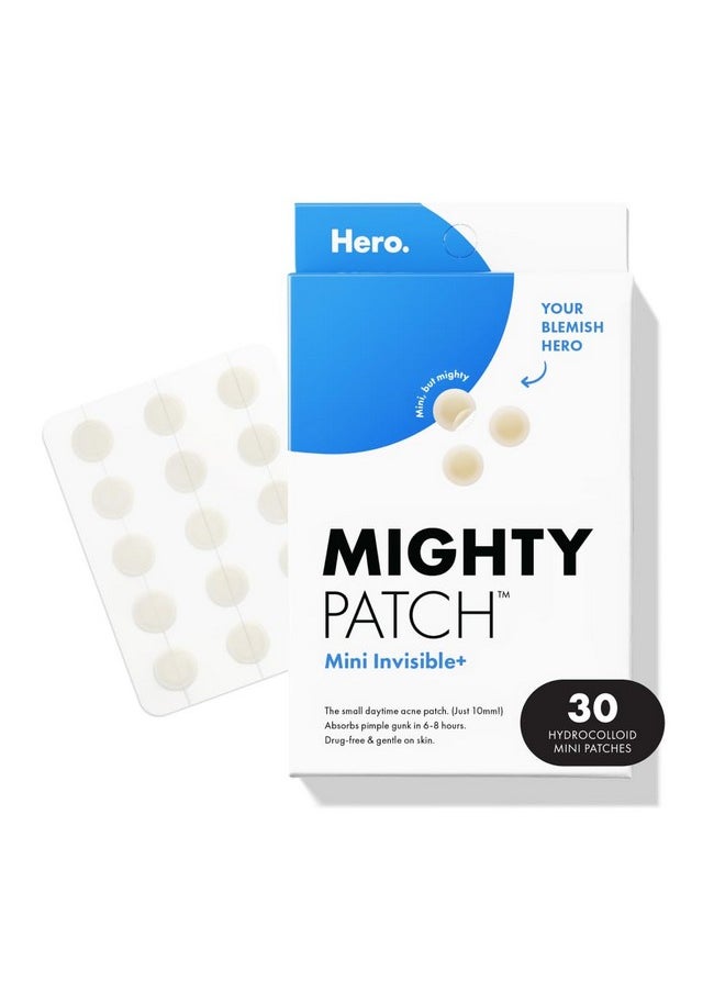 Hero Cosmetics Mighty Patch™ Mini Invisible+ Patches - Extra Small Daytime Hydrocolloid Acne Pimple Patches for Covering Zits and Blemishes, Blends Into Skin and Barely There (30ct 10mm Patches)