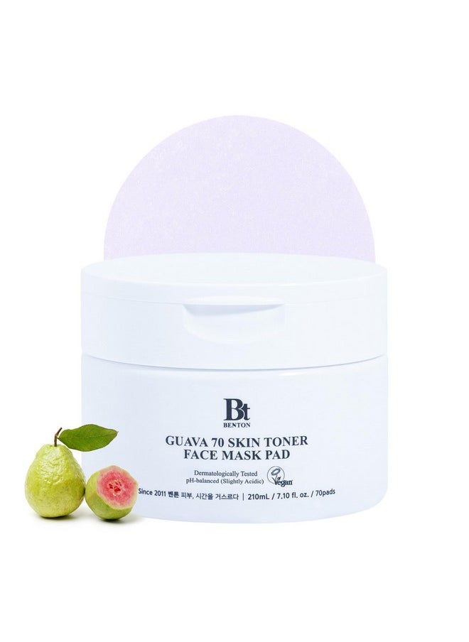 BENTON Guava 70 Skin Toner Face Mask Pad 70 Sheets - Skin Soothing and Moisturizing Effect for All Skin Types, Elastic Skin, Pore Care, Korean Skin Care