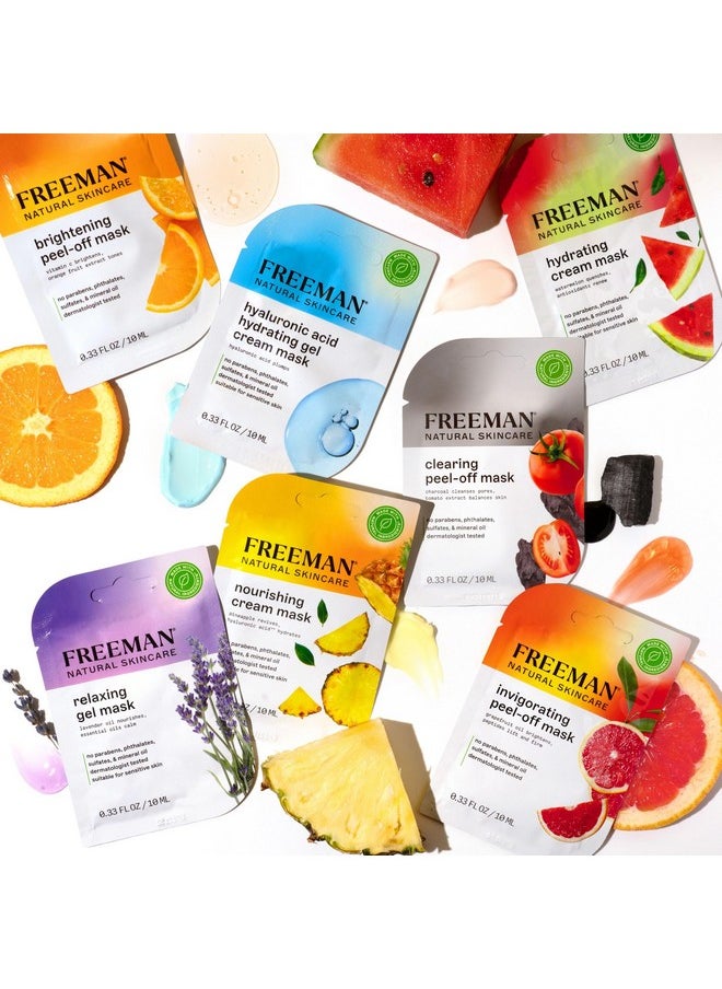 Freeman Naturals Facial Mask 12 Piece Variety Bundle, Peel-Off, Gel & Cream Face Masks, Hydrating, Brightening, & Nourishing Skincare, Natural Ingredients, Travel Size, 0.33 fl. oz./10 ml Sachets