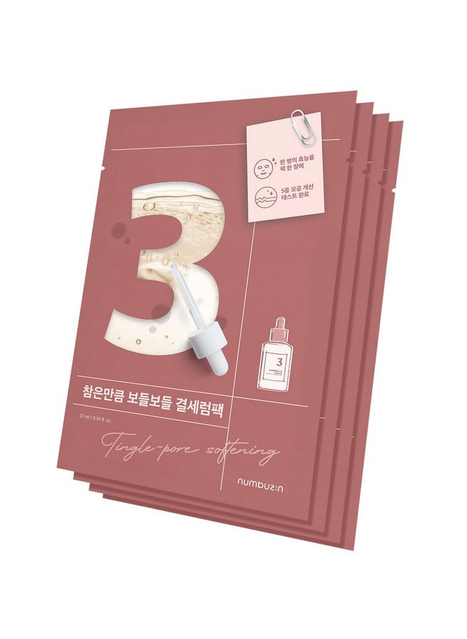 numbuzin No.3 Tingle-Pore Softening Sheet Mask | Pore Minimizing, Skin Softening Face Mask with Bifida, Tingle Pore Complex | Hydrates, Smooths Rough, Bumpy Skin, Improves Glow | Korean Skincare