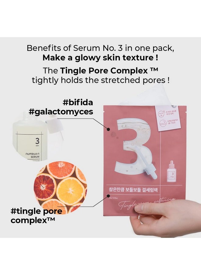 numbuzin No.3 Tingle-Pore Softening Sheet Mask | Pore Minimizing, Skin Softening Face Mask with Bifida, Tingle Pore Complex | Hydrates, Smooths Rough, Bumpy Skin, Improves Glow | Korean Skincare