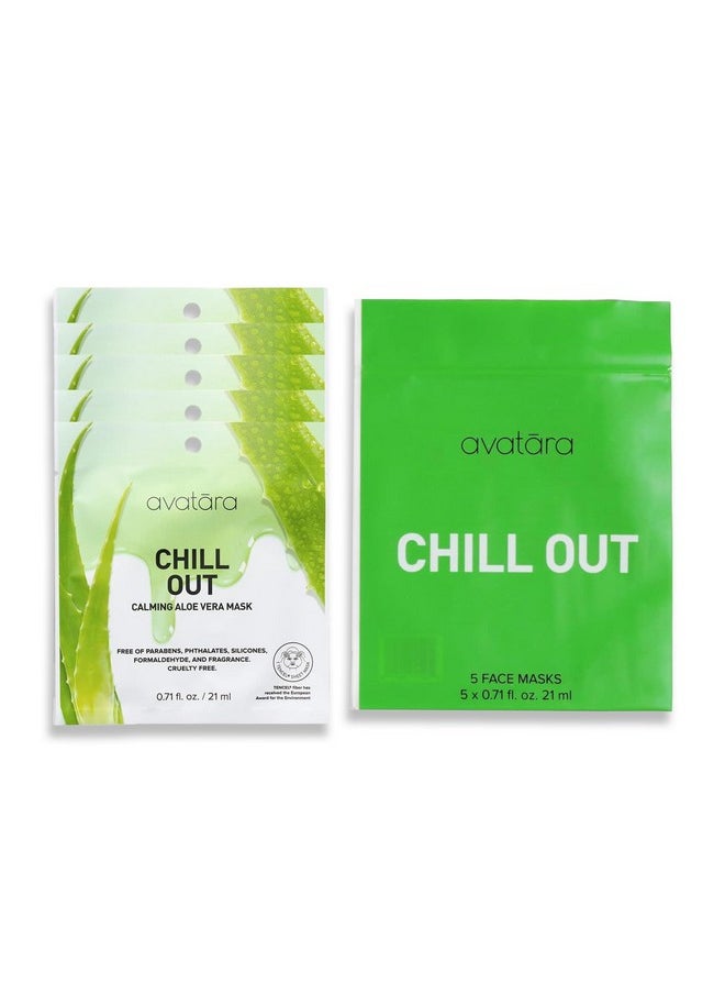 Avatara Chill Out Facial Mask 5 Sheets, Hydrating Mask, Sheet Masks, Face Mask Skincare Beauty Essential Made with Hydrating Hyaluronic Acid & Moisturizing Aloe, for Stressed-Out Skin, 5 Pack