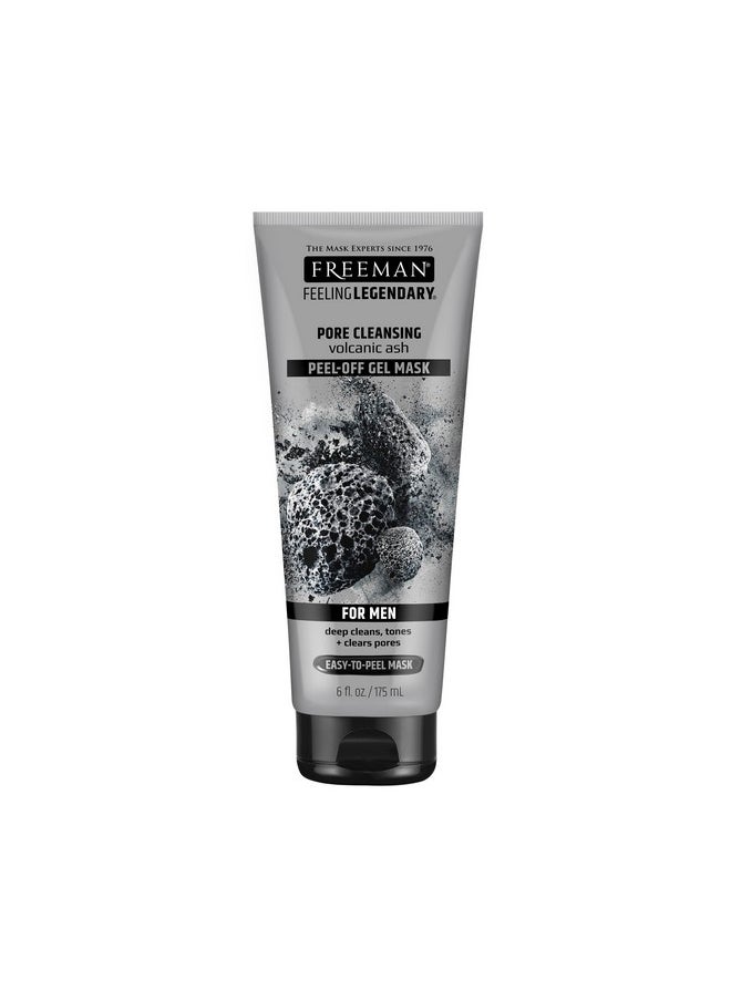 FREEMAN Pore Clearing Volcanic Ash Peel-Off Gel Facial Mask, Deep Cleansing, Removes Dirt From Pores, Not Over-Drying, Easy-to-use, For Men, 6 fl.oz./175 mL Tube