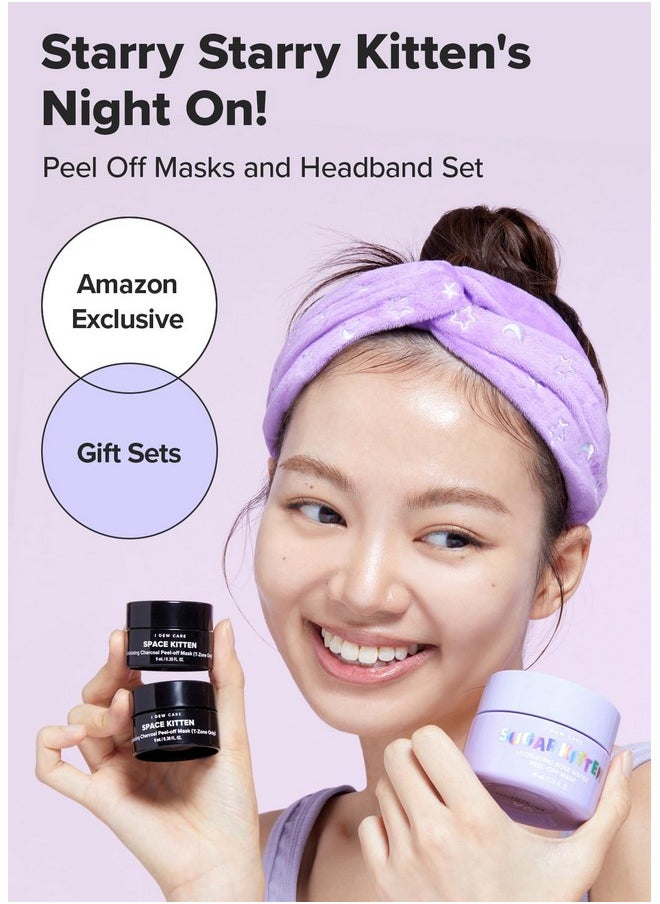 I DEW CARE Starry Kitten Night - Peel Off Masks and Headband Set | Hydrating, Illuminating, Exfoliating, Star-patterned Headband, Christmas Gifts Set for Women and Girls