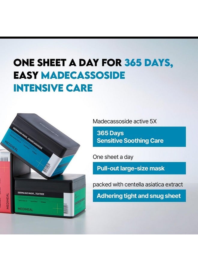 Mediheal Derma 365 Madecassoside Mask (30 Masks) - Daily Skin Care Mask for Deeply Comforting and Calming Skin with Madecassoside