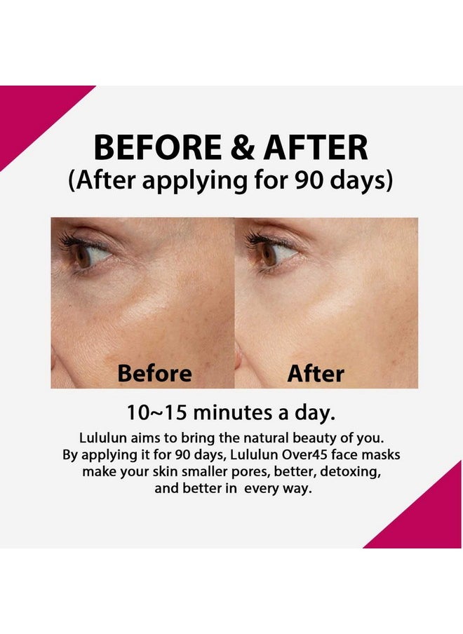Lululun Over 45 Camelia Pink 32pc Facial Sheet Mask Pack for Daily Anti-aging Skincare, Hydrating & Moisturizing Face Sheet Masks for Women & Men, Organic & Natural Japanese Skincare