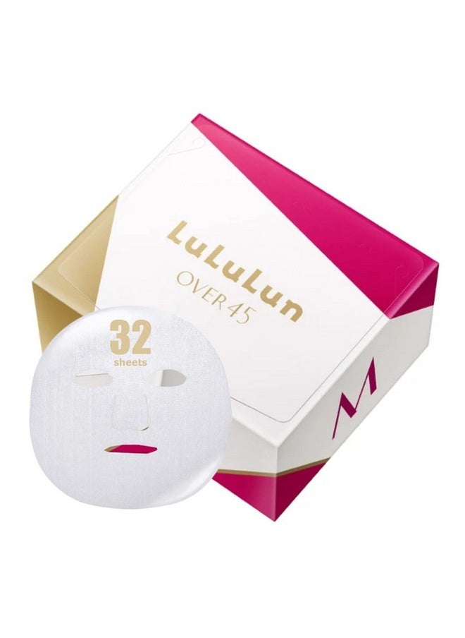 Lululun Over 45 Camelia Pink 32pc Facial Sheet Mask Pack for Daily Anti-aging Skincare, Hydrating & Moisturizing Face Sheet Masks for Women & Men, Organic & Natural Japanese Skincare