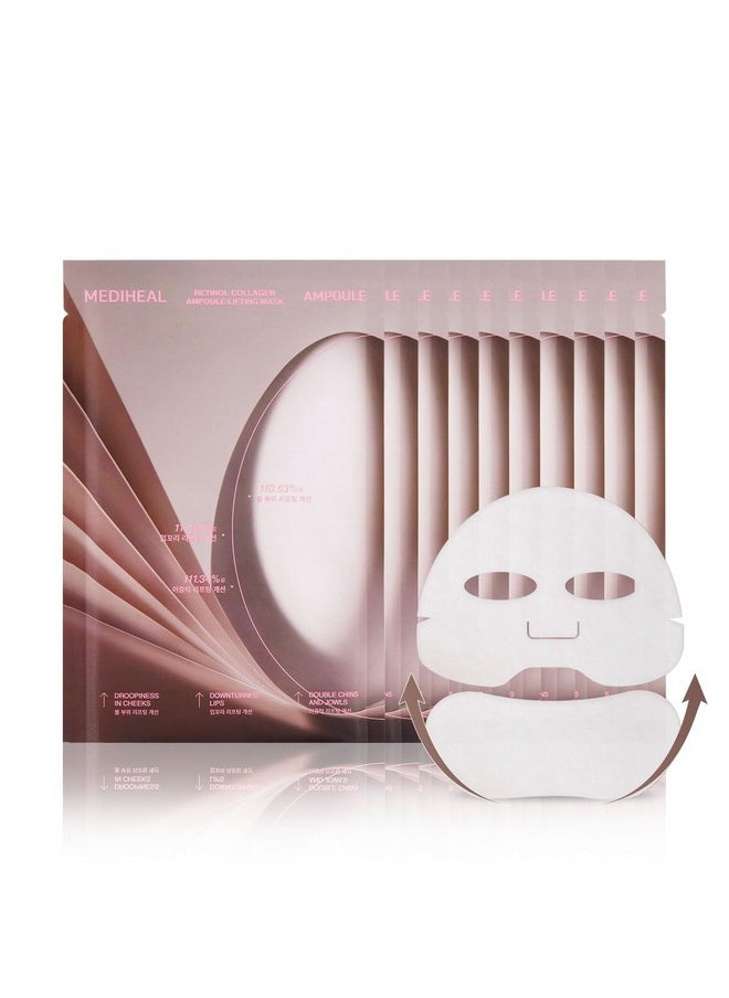 Mediheal Retinol Collagen Ampoule Lifting Mask (10 Counts) forV Line Mask, Anti-Aging - Helps Reduce Fine Lines & Wrinkles, and Smoothens Skin
