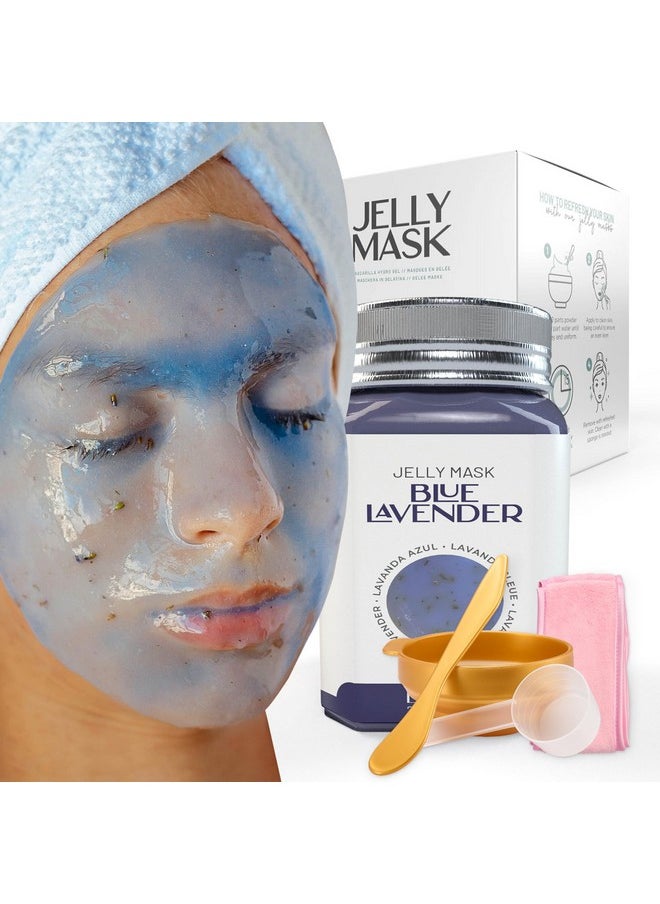 BRÜUN Jelly Mask Jar Blue Lavender Peel-Off Face Care Rubber Mask | 23 fl oz Skin Care Moisturizing Gel Mask Jar Spa Set