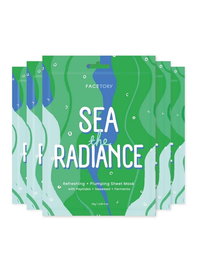 FACETORY K Beauty Face Mask Skin Care - SEA THE RADIANCE PLUMPING Sheet Mask with Peptides & Seaweed Extract | Hydrates, Firms, Rejuvenates (5 Pack)