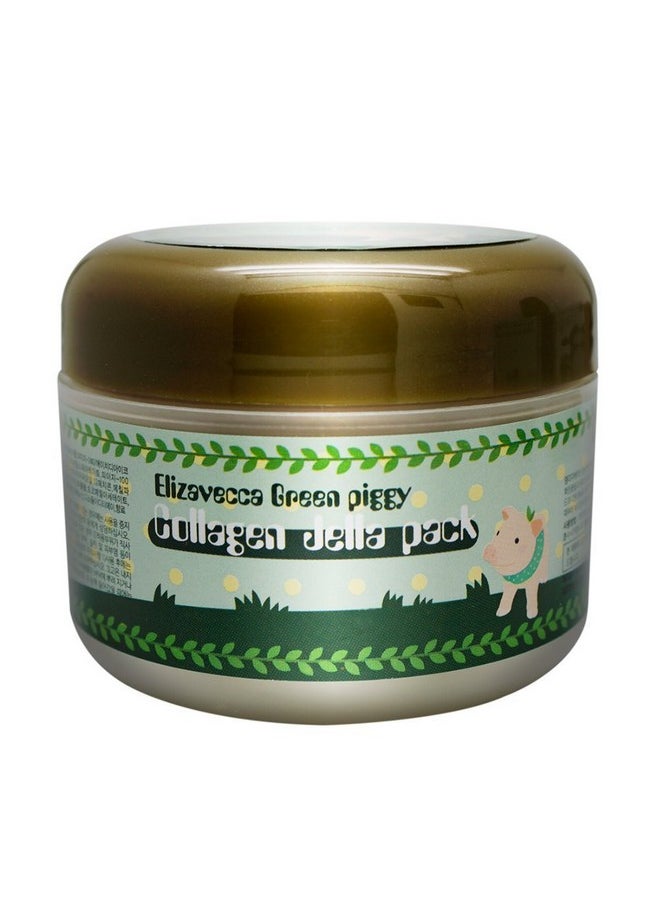 Elizavecca Green Piggy 50% Collagen Cream 100g - Volume Up Face Cream | Repair Water Cream | Big size Water Cream | Under Eye Cream for Puffiness and Bags | Shape Memory Night Cream