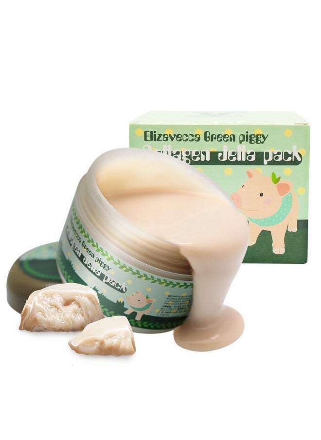 Elizavecca Green Piggy 50% Collagen Cream 100g - Volume Up Face Cream | Repair Water Cream | Big size Water Cream | Under Eye Cream for Puffiness and Bags | Shape Memory Night Cream