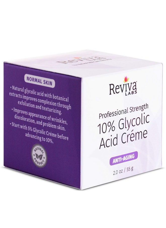 10% Glycolic Acid Creme Daily Moisturizer | Reviva Labs | Natural sugar cane derived Alpha Hydroxy Acid (AHA) cream delivers gentle exfoliation