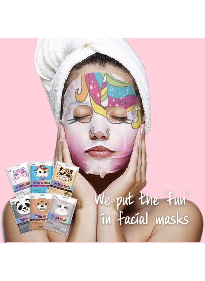 Epielle Animal Character Sheet Masks | Korean Spa Masks for All Skin Types | Kids Face Mask, Spa Gifts, Kids' Birthday Party, Girls' Night, Skincare Party | Assorted 6 Pack | Korean Skincare