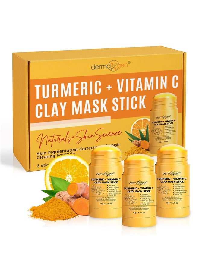 DERMAXGEN Turmeric Face Mask - Pure Organic Acne Treatment + Boosts Circulation + Anti-aging For Dull And Dry Skin Care- Set Of 3