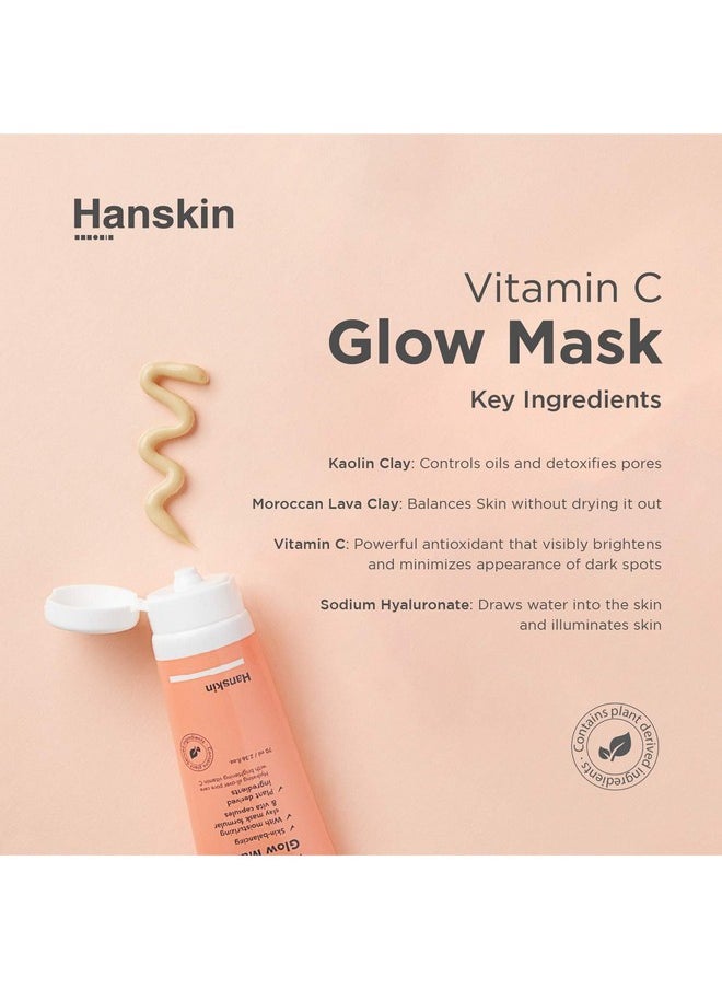 Hanskin Vitamin C Glow Mask, Clay Mask with Ascorbic Acid for Glowing Skin and Pore Purifying, Hydrating and Moisturizing [70ml]