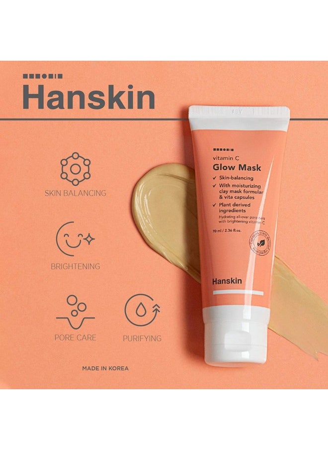 Hanskin Vitamin C Glow Mask, Clay Mask with Ascorbic Acid for Glowing Skin and Pore Purifying, Hydrating and Moisturizing [70ml]