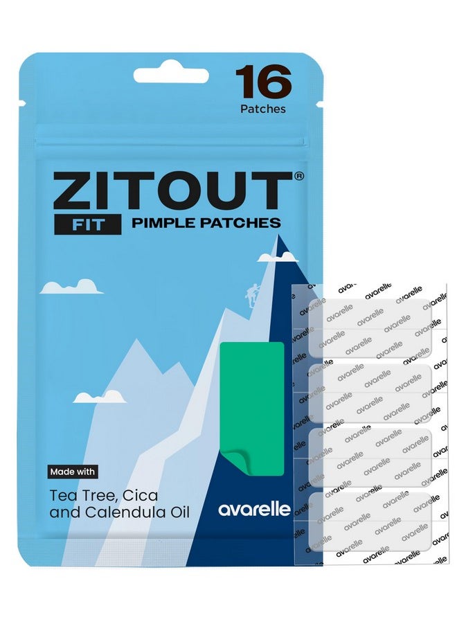 AVARELLE ZITOUT Large Hydrocolloid Pimple Strips (16 Patches) | Vegan Nose Patches for Pores Tea Tree | Chin Acne Patches for Face | Hydrocolloid Bandages for Acne | FSA & HSA Acne Treatment