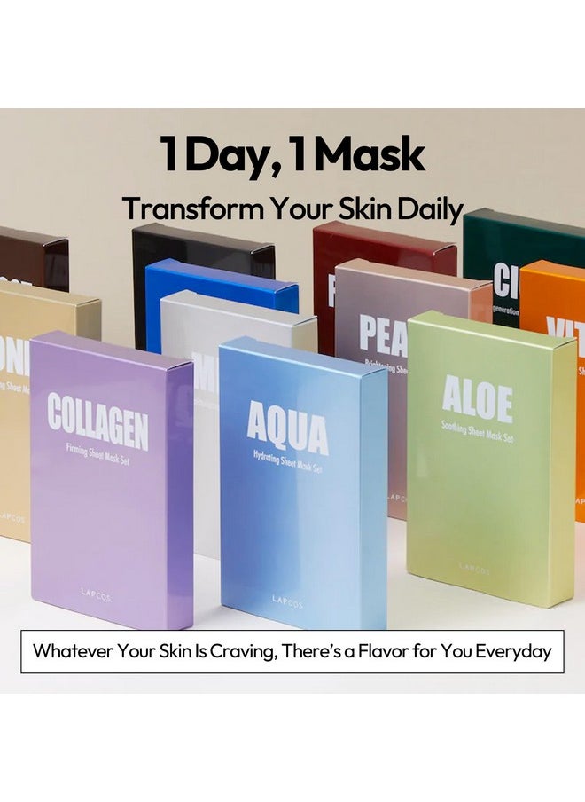 LAPCOS Honey Sheet Mask, Daily Face Mask with Hyaluronic Acid and Antioxidants to Hydrate and Tighten Dry Skin, Korean Beauty Favorite, 5-Pack