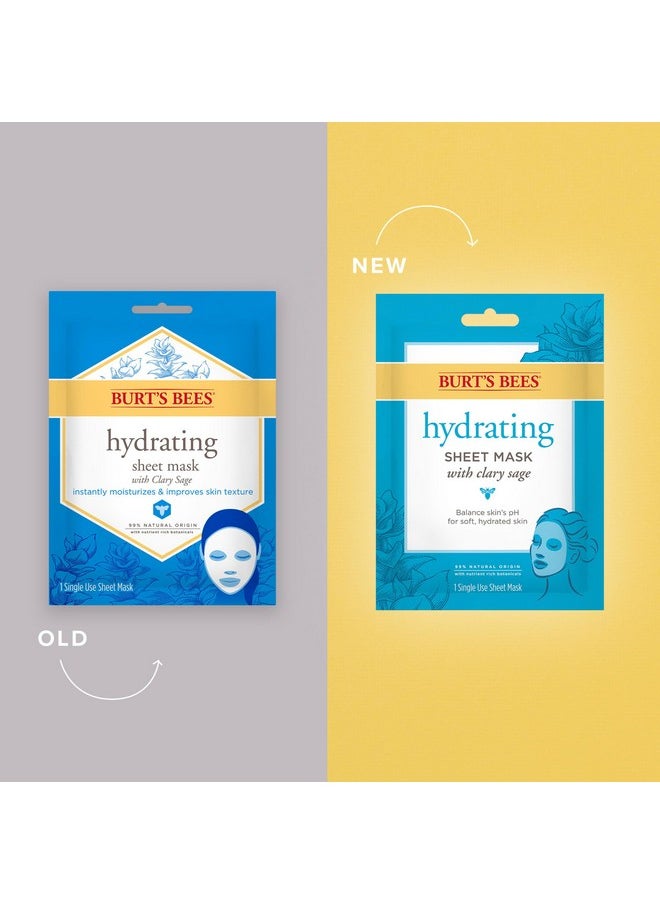 Burt's Bees Hydrating Face Mask with Clary Sage, Single Use Sheet Mask, 6 Count (Package May Vary)