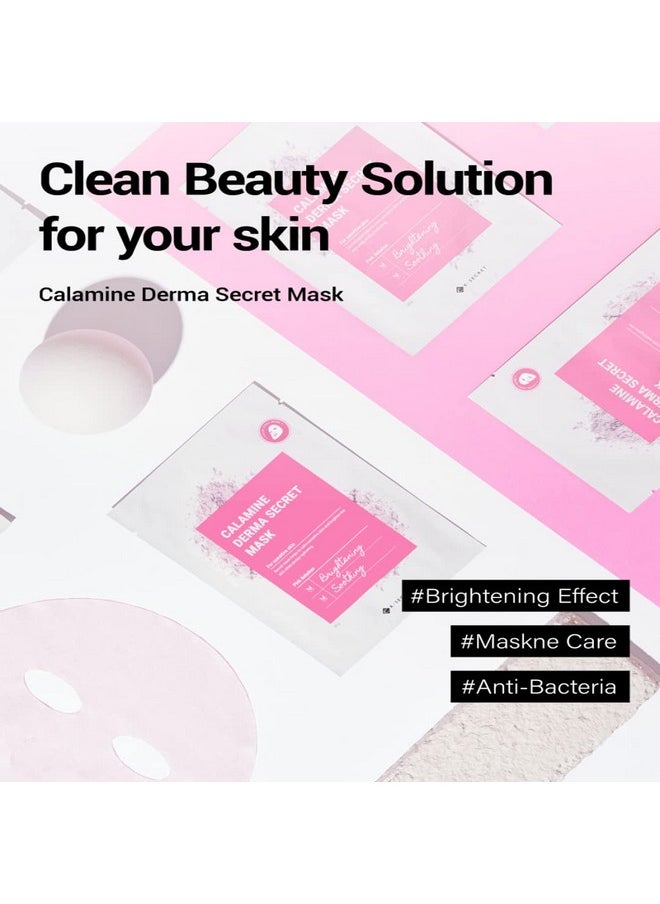 KSECRET Calamine Derma Secret Mask (10 Sheets), 1sheet = 25g / 0.88oz. | Korean Skincare | Facial sheet masks for Hydrating and Refreshing