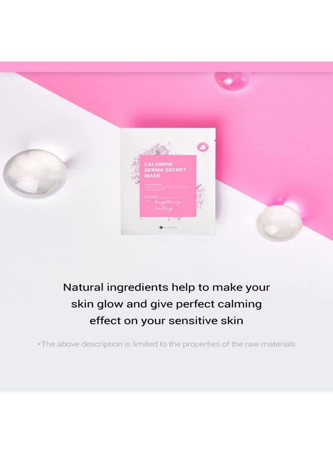 KSECRET Calamine Derma Secret Mask (10 Sheets), 1sheet = 25g / 0.88oz. | Korean Skincare | Facial sheet masks for Hydrating and Refreshing