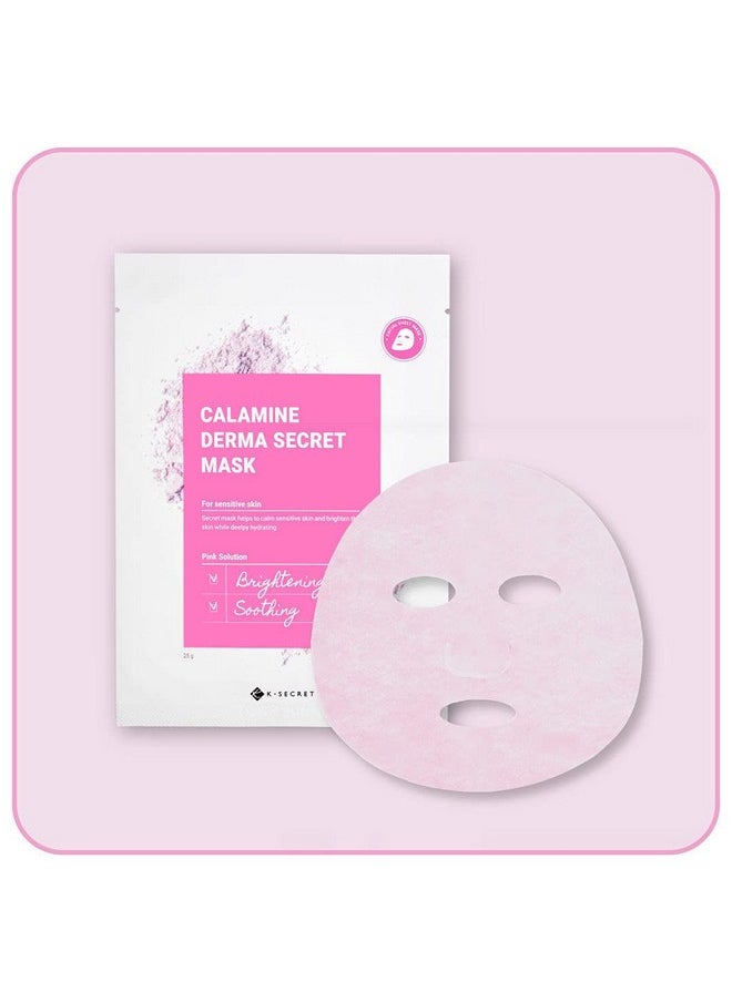KSECRET Calamine Derma Secret Mask (10 Sheets), 1sheet = 25g / 0.88oz. | Korean Skincare | Facial sheet masks for Hydrating and Refreshing