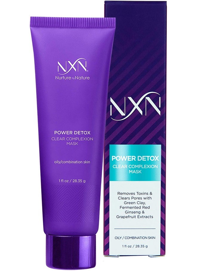 NXN Kaolin Clay Detoxifying Face Mask with Licorice Root & Grapeseed Oil for Oily/Combination Skin 1.0 Fl Oz
