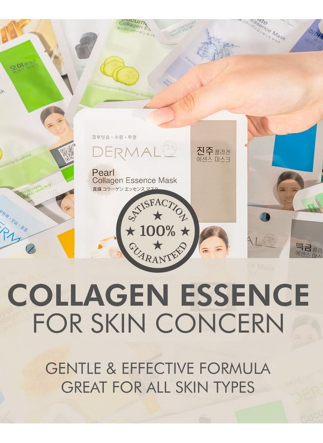 DERMAL 39 Combo Pack A Collagen Essence Korean Face Mask - Hydrating & Soothing Facial Mask with Panthenol - Hypoallergenic Self Care Sheet Mask for All Skin Types - Natural Home Spa Treatment Masks