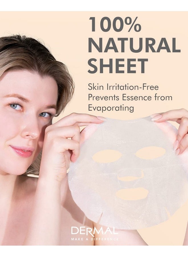 DERMAL 39 Combo Pack A Collagen Essence Korean Face Mask - Hydrating & Soothing Facial Mask with Panthenol - Hypoallergenic Self Care Sheet Mask for All Skin Types - Natural Home Spa Treatment Masks