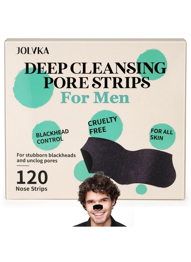 JOLVKA Blackhead Remover Pore Strips For Men, (120 Strips) Deep Cleansing Nose Strips - Charcoal Pore Strips - Unclogs Pores