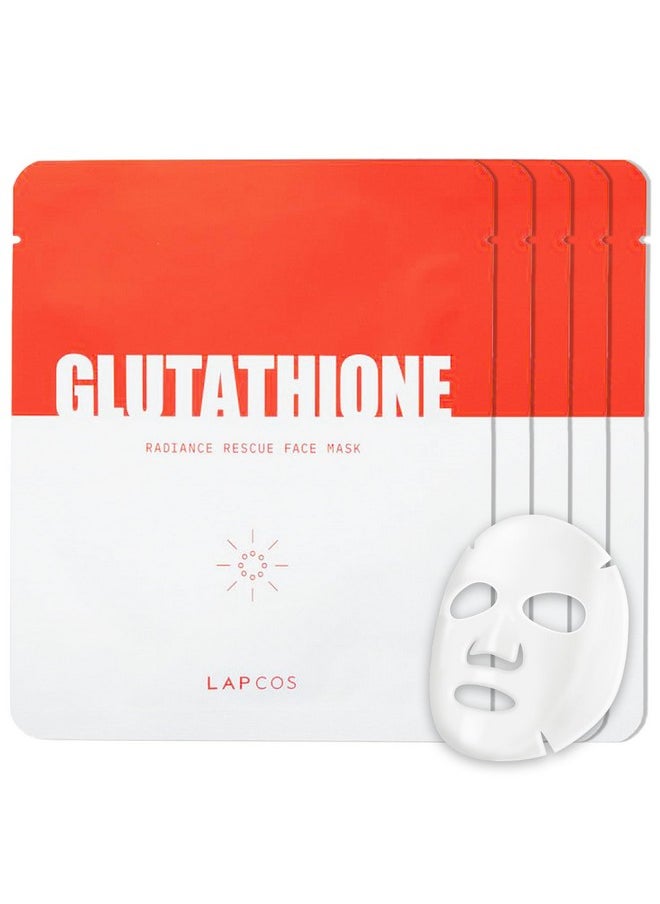 LAPCOS Glutathione Radiance Rescue Mask - Korean Skin Care Mask w/Glutathione, Niacinamide & Peptides - Hydrating Face Masks Spa Gifts for Women - Revitalizing & Firming Face Mask (5 Count, 0.91 oz)