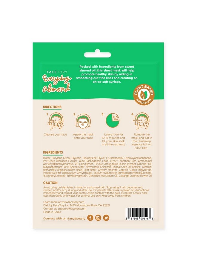 FACETORY K Beauty Face Mask Skin Care - EVERYDAY 8 COLLECTION Sheet Mask Set | Natural Premium Korean Face Mask For All Skin Types - No Sulfates No Parabens (8 pc)