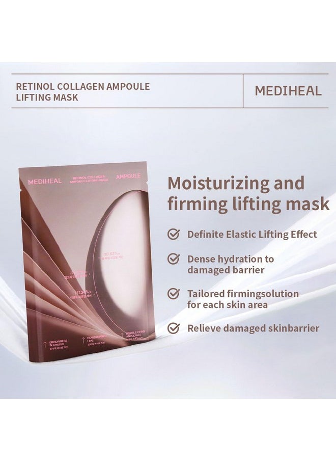 Mediheal Retinol Collagen Ampoule Lifting Mask (4 Counts) for V Line Mask Anti-Aging - Helps Reduce Fine Lines & Wrinkles, and Smoothens Skin