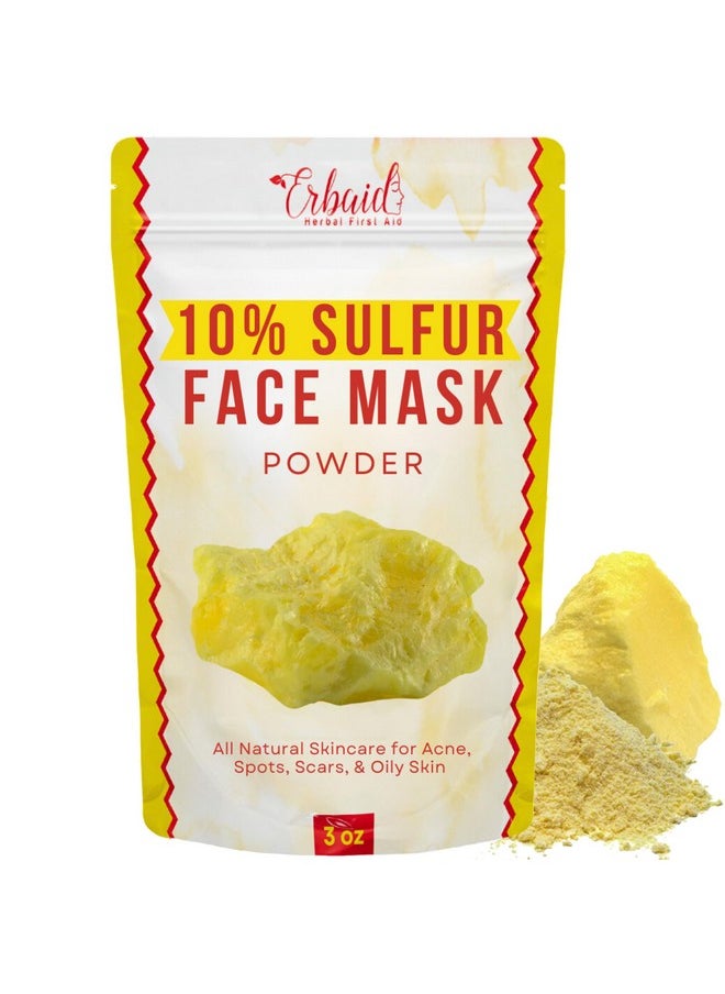Sulfur Face Mask - All Natural Sulfur Facial Clay Mask Powder - Glowing Skin Mask Skincare For Acne, Spots, Scars, Oily Skin - Sulfur Acne Treatment Absorbs Excess Oil and Unclogs Pores, Made in USA
