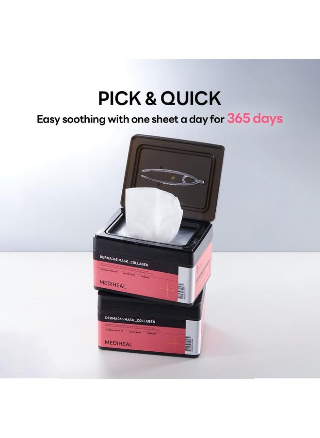 Mediheal Derma 365 Collagen Mask (30 Masks) - Daily Skin Care Mask for Firm Moisturizing to Lift Skin with Collagen Active 3X