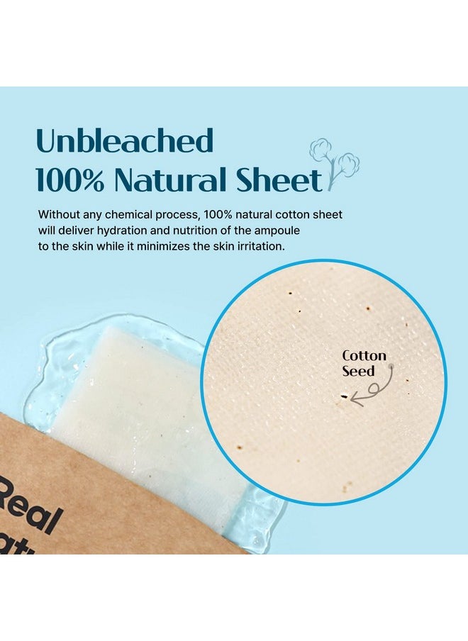 K-Beauty Real Natural Sheet Mask with Blue Ampoule with Unbleached & Non-fluorescent sheet EWG Verified Non-GMO Cruelty Free No Artificial Fragrance Firming 5 Count