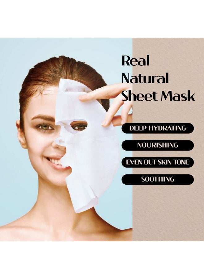 K-Beauty Real Natural Sheet Mask with Blue Ampoule with Unbleached & Non-fluorescent sheet EWG Verified Non-GMO Cruelty Free No Artificial Fragrance Firming 5 Count