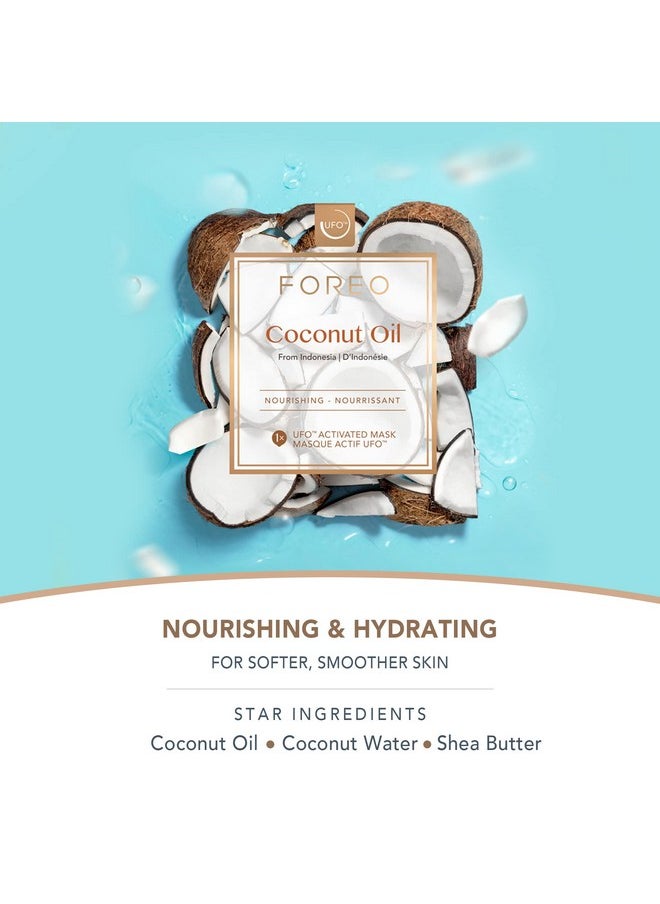 FOREO Coconut Oil Dual UFO Activated Facial Mask for Dehydrated Skin, 6 pack, Nourishing & Hydrating, Coconut Oil & Coconut Water, Cruelty-Free, Clean Formula, Compatible with all UFO devices