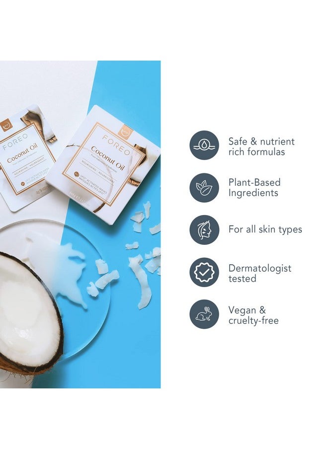 FOREO Coconut Oil Dual UFO Activated Facial Mask for Dehydrated Skin, 6 pack, Nourishing & Hydrating, Coconut Oil & Coconut Water, Cruelty-Free, Clean Formula, Compatible with all UFO devices