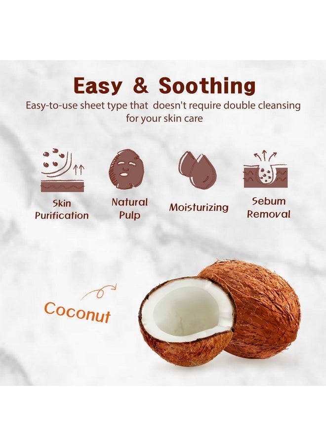 Purederm Coconut Essence Mask (12 Pack) - Coconut Extracts, Collagen, and Vitamin E to Make Your Skin Smooth and Clear