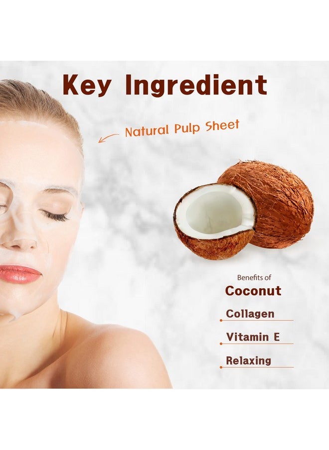 Purederm Coconut Essence Mask (12 Pack) - Coconut Extracts, Collagen, and Vitamin E to Make Your Skin Smooth and Clear