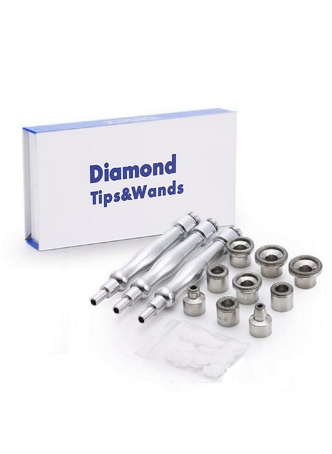 YAVOCOS 9 Tips 3 Wands Diamond Dermabrasion Accessory Replacement Tips Diamond Wands Cotton Filter Skin Microdermabrasion Facial Care Beauty Tool