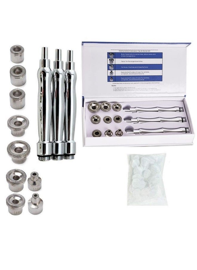 YAVOCOS 9 Tips 3 Wands Diamond Dermabrasion Accessory Replacement Tips Diamond Wands Cotton Filter Skin Microdermabrasion Facial Care Beauty Tool