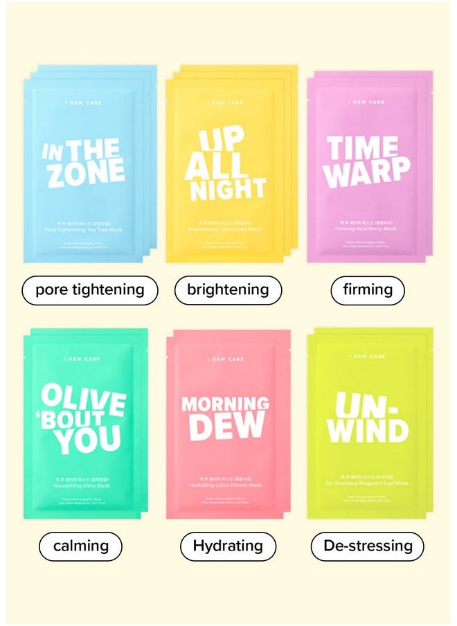 I DEW CARE Korean Glass Skin Sheet Mask 14 Variety Pack | Face Mask Pack For Perfect Skin Care Routine, 2 Week Intense Skincare Makeover with Collagen, Stocking Stuffers Christmas Gifts Sets, 14 Count