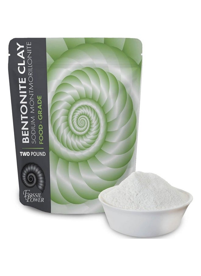 FOSSIL POWER Bentonite Clay Food Grade Powder 2 LB - Pure & Natural for Toothpaste, Detox, and More - Heal Damaged Skin - DIY Clay Face Treatment