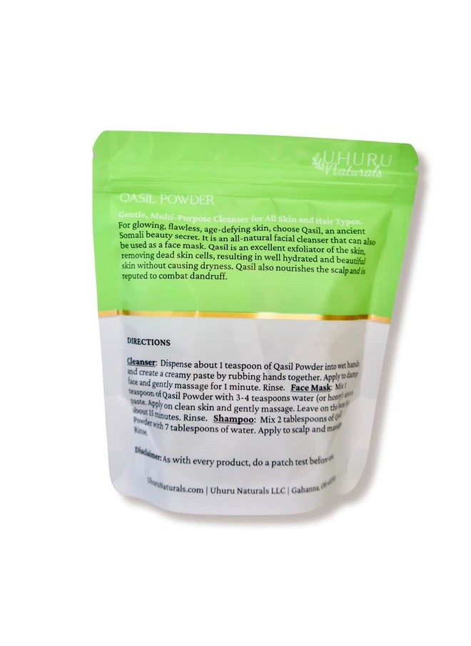 Uhuru Naturals Qasil Powder 50 Grams - Ancient Somali Beauty Secret, Gentle Deep Cleansing Facial Mask for Beautiful Glowing Skin. Reduces Dark Marks and Scars. Brightens. Detoxifies.