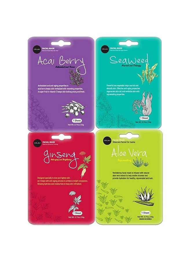 celavi Face Mask Set Korean Beauty Essence Facial Paper Sheet Mask Korea Skin Care Moisturizing 12 New flavors K-Beauty Skincare 12 masks in a pack Made in Korea