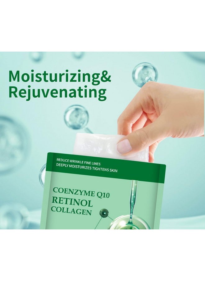 Pack of 10 Collagen Face Mask, Face Masks Skincare with Coenzyme Q10 Retinol Anti Aging Facial Masks Skin Care Hydrating Face Beauty Care Masks for Deep Repairing and Moisturizing Anti Wrinkles